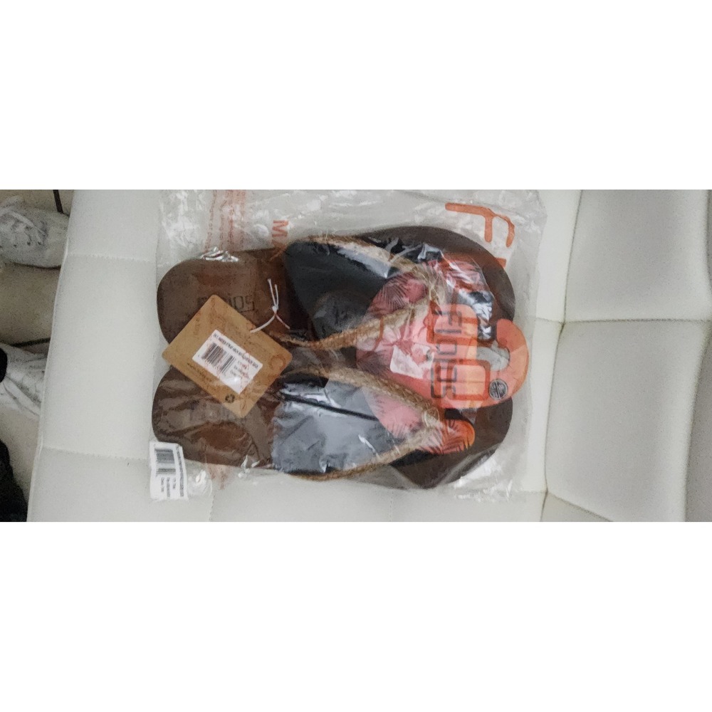 Flojos‎ Sky Woven Strap Arch Support Flip Flops Tan Black Womens Size 8 NEW
